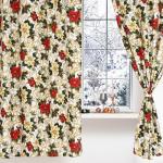 Комплект штор Доляна «Праздничные украшения» 145?180 см - 2штуки. с подхватами, 100% п/э, 140 г/м?