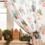 Комплект штор для кухни с подхватами Christmas wreaths 145?180 см - 2 штуки, габардин