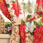 Комплект штор Доляна «Рождественские цветы» 145?180 см-2штуки. с подхватами, 100% п/э, 140 г/м?