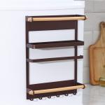 Держатель для кухонных принадлежностей на магните Доляна, 6 крючков, 4 направляющих, 34?24.5?6.5 см, коричневый