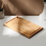 Доска разделочная деревянная с кровостоком Adelica, 26?16?2 см, покрыта маслом, цельная берёза