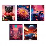 "Светоч"   Т80   Тетрадь ученическая общая, выборочный лак,   A5+   96 л.  на скобе   65 г/кв.м , белизна 100 \%  5 шт.  клетка