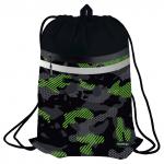 Мешок для обуви 1 отделение Berlingo Black and green, 340*460мм, вентиляционная сеточка, светоотражающая лента, карман на молнии, SB-EXPL-1013