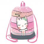 Мешок для обуви 1 отделение Berlingo Cat Hugs, 400*480мм, расширяющееся дно, светоотражающая лента, карман на молнии, MS1078