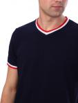 М203 Футболка мужская с V -образным вырезом (Темно-синий)