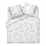 *КПБ 'Традиция' 1,5 спальный, поплин, 100% хлопок, пл. 118 гр./кв.м., 'Банни основа' Пододеяльник 146*217, простыня 150*217, наволочка 70*70 (2 шт.)
