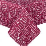 Скатерть 'Правила кухни' 145х180, рогожка, 100 % хлопок, 'Вишня'