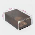 Коробка для обуви Доляна Large size, выдвижная, 22?34?13 см, чёрная