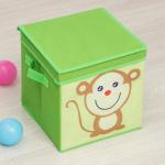 Короб стеллажный для хранения с крышкой «Обезьянка», 25?25?25 см, зелёный