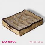 Кофр для обуви Доляна, 12 отделений, 65?54?10 см, бежевый