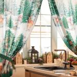 Комплект штор для кухни с подхватами «Новогодний лес» 145?180 см - 2 штуки, габардин