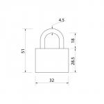 Замок навесной, 30 мм, влагозащищенный,  короткая дужка, 3 ключа