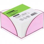 Блок для записей СТАММ Имидж +, 9*9*4,5см, пластиковый бокс, розовый, БЗ-995303