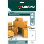 Бумага самоклеящаяся А4 100л. Lomond, белая, неделенная, 70г/м2, 2100001