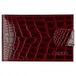 Кредитница OfficeSpace на 18 карт с кнопкой, кожа тип 1.1, крокодил лак, бордо, горизонтальная, KDs1_2309 / 181799