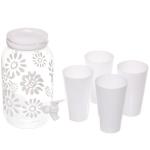 Кувшин пластиковый 3,8л Летний микс в наборе с 4-мя стаканами 650мл