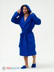 Мужской махровый халат с капюшоном синий МЗ-05 (89)