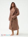 Мужской махровый халат с капюшоном коричневый МЗ-05 (118)