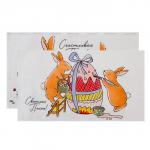 Набор кухонных полотенец Доляна «Пасхальные зайчики», 35?60 см-2 шт., 100% хлопок, вафля 160 г/м?