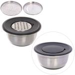 Миска из нержавеющей стали 2л на силиконовом основании 22см с 3-мя насадками-терками