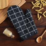 Варежка Доляна «Клетка», чёрная, 26?16 см, 100% п/э