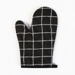 Варежка Доляна «Клетка», чёрная, 26?16 см, 100% п/э