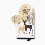 Варежка-прихватка «Новогодние олени» 20?28 см, саржа, 100% х/л, ватин 250 г/м?