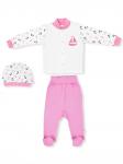 Комплект "Юнга" (кофточка+ползунки+шапочка) розовый