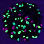 Галька флуоресцентная микс: черный, лимонный, зеленый, пурпурный, 800 г фр.8-12 мм