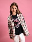 Блузка детская для девочек Pireynik розовая клетка