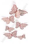 Бабочки декоративные 3D (12 шт) SF-7832, розовое золото №10