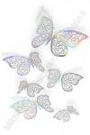 Бабочки декоративные 3D (12 шт) SF-7832, серебро голографик №1