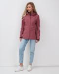 Ветровка спортивная женская с капюшоном softshell малинового цвета 9566M