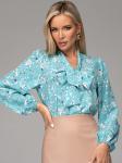 Блузка Бант (голубой/цветы)