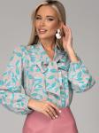 Блузка Бант (листья/бирюза)