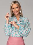 Блузка Бант (листья/бирюза)