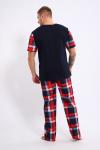 Пижама мужская из футболки с коротким рукавом и брюк из кулирки Макс красная клетка макси