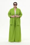 Брюки широкие из льна с карманами,  цвет "яркий салатовый"