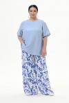 Брюки широкие из вискозы, принт "синяя роспись"