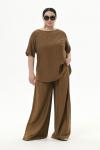 Брюки широкие из фактурной вискозы, цвет "корица"