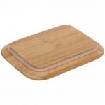 Контейнер стеклянный 400мл Хай-Тек прямоугольный с бамбуковой крышкой