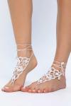 Барефуты Вязанные украшения на ноги (бело-золотой) БФ05