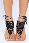 Барефуты Вязанные украшения на ноги (черный/серебро) БФ06