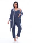 061.2к Халат укороченный (Темно-синий меланж)