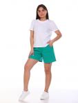 1012 Костюм женский с шортами (Белый _ изумруд)