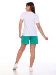 1012 Костюм женский с шортами (Белый _ изумруд)