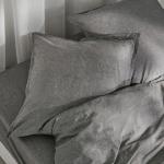 *Наволочка SL Home "Деним" 70*70+2 см, цв.темно-серый, 100% жатый хлопок