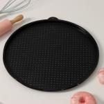 Коврик перфорированный круглый Доляна, силикон, d=35 см, чёрный