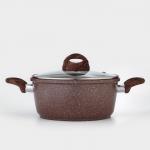 Кастрюля Доляна «Брауни», 3.3 л, d=24 см, h=10 см, антипригарное покрытие, индукция, литой алюминий, коричневая