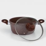 Кастрюля Доляна «Брауни», 3.3 л, d=24 см, h=10 см, антипригарное покрытие, индукция, литой алюминий, коричневая